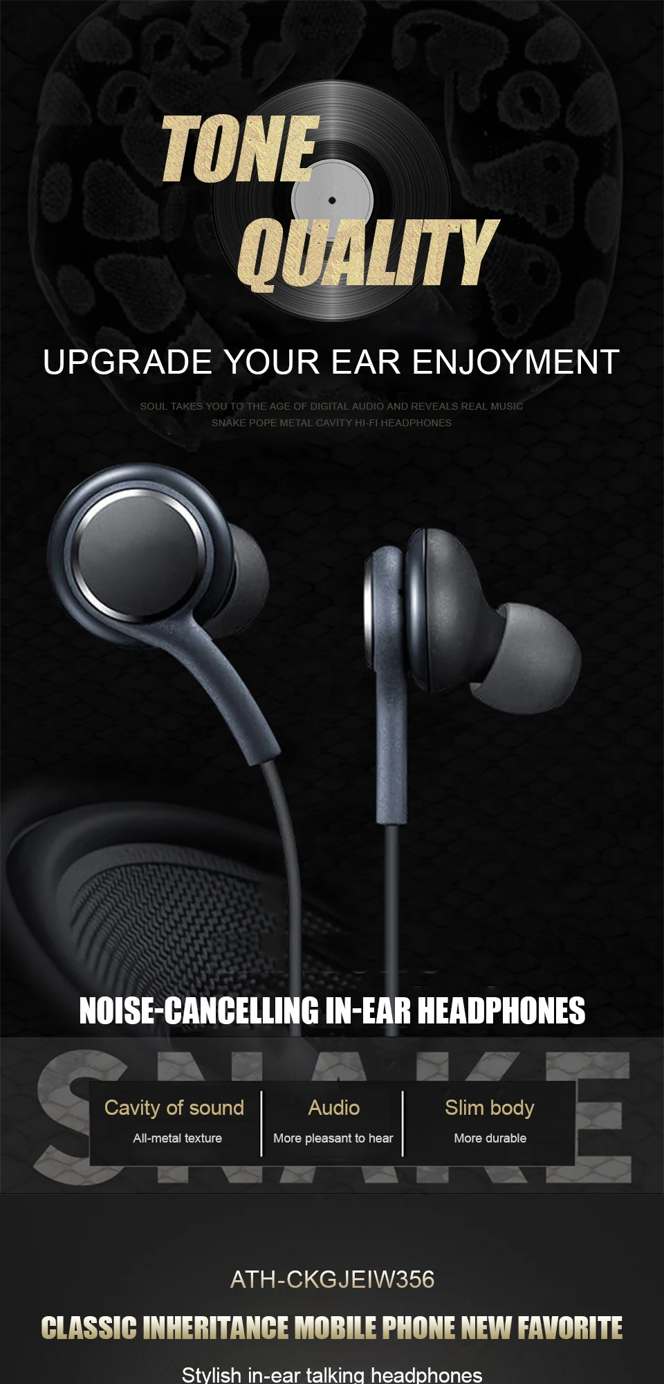Audiophile Headphone Wired - Auriculares intrauditivos con cable de 3,5
